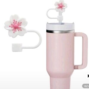 3/$10 SALE! Silicone Crabapple Blossom Straw Caps - Pink